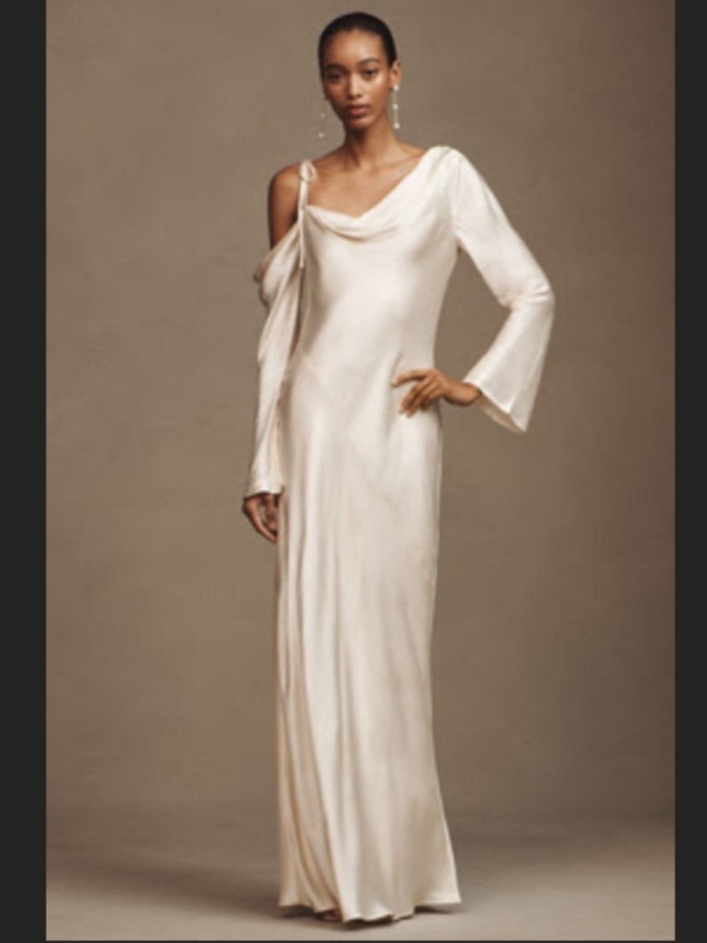 SHONA JOY LA LUNE ASYMMETRICAL LONG-SLEEVE MAXI DRESS